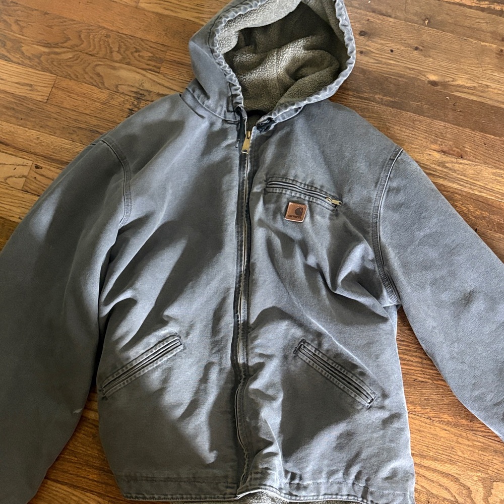 Carhartt Charcoal Hooded Jacket with Logo